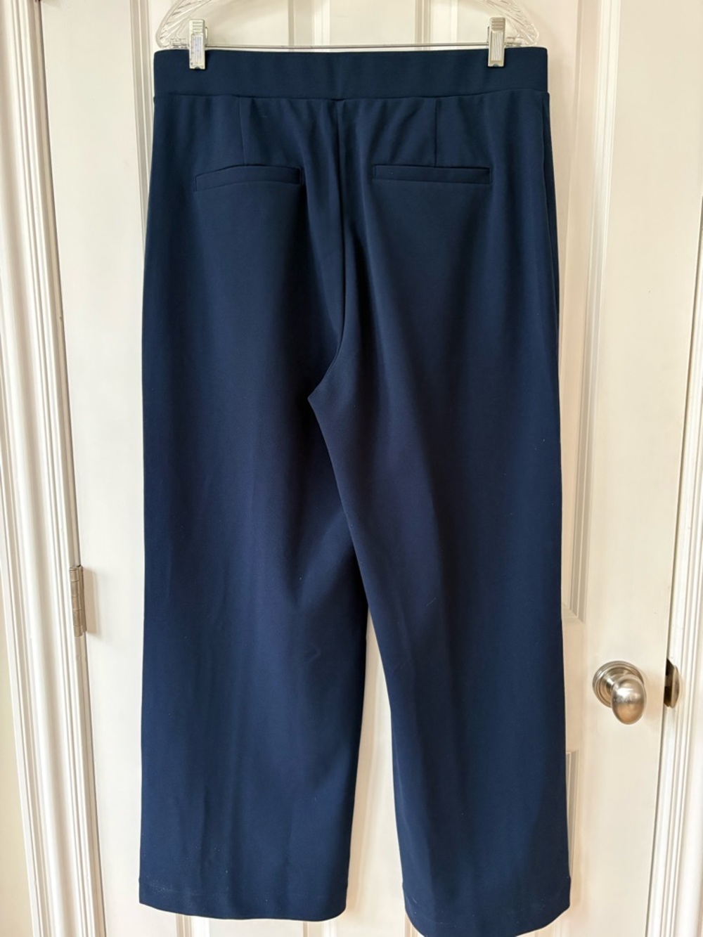 Like New, Loft Mariner Wide Leg Pull On Pants in Navy Crepe, Size L, 30” inseam - Picture 6 of 12